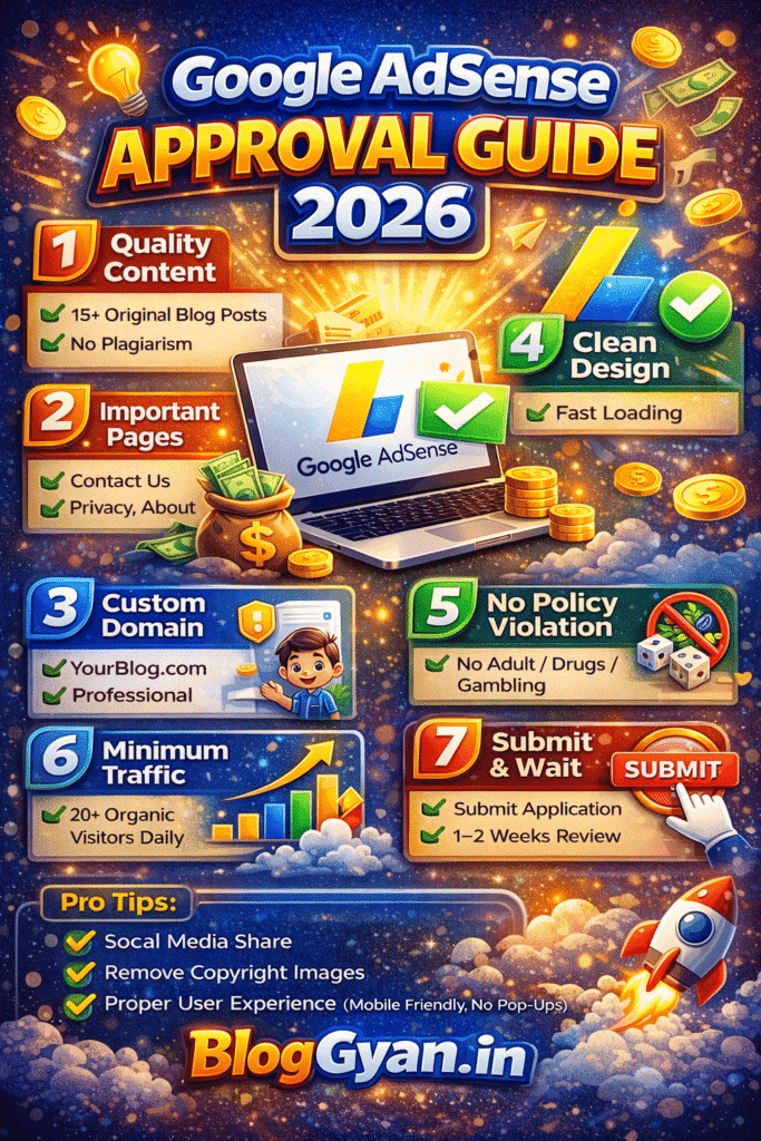 AdSense Approval Process 2026 Step by Step Guide in Hindi | BlogGyan.in